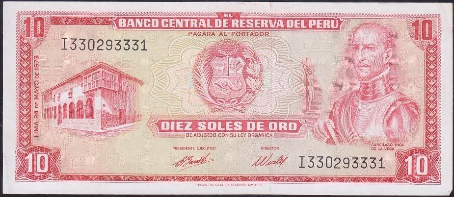 Peru 10 Soles 1973 Çilaltı