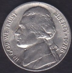 AMERİKA 5 CENT 1988 P