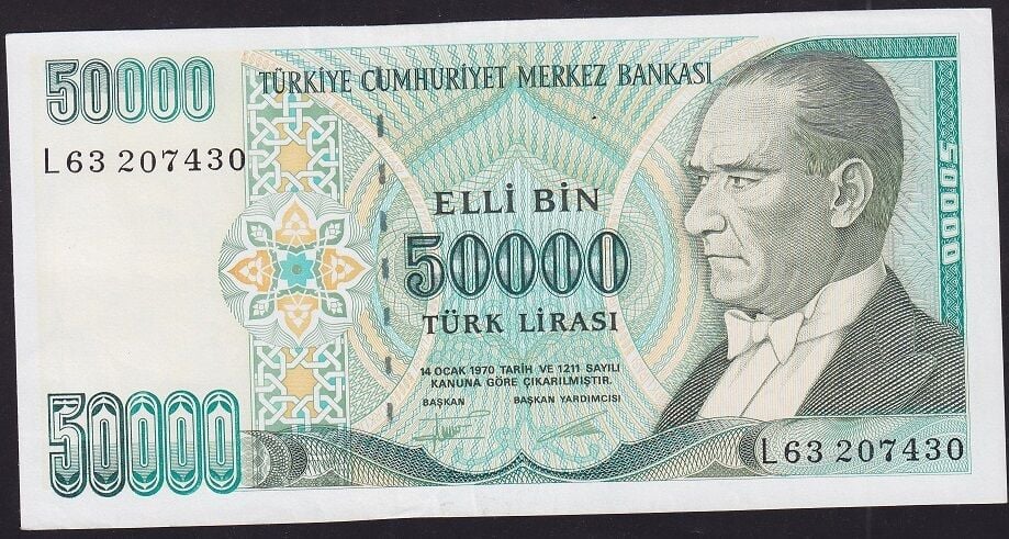 7.Emisyon 2.Tertip 50000 Lira L63 207430 Ççt+