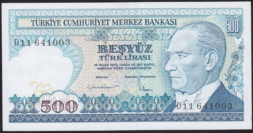 7.Emisyon 2.Tertip 500 Lira D11 641003 Çok Çok Temiz+