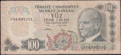6.Emisyon 3.Tertip 100 Lira J34 897231 Temiz