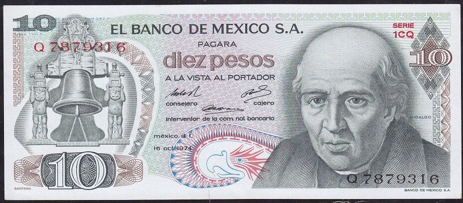 Meksika 10 Pesos 1974 Çilaltı Pick 63g