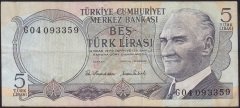 6.EMİSYON 2.TERTİP 5 LİRA G04 093359 ÇOK TEMİZ