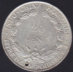 İNDOCHİNA 20 CENT 1908 GÜMÜŞ KAPLAMA