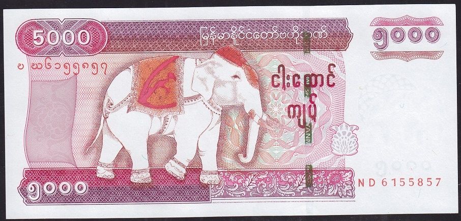 Myanmar 5000 Kyats 2015 Çil Pick 83