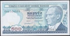 7.Emisyon 2.Tertip 500 Lira D04 326555 Çil