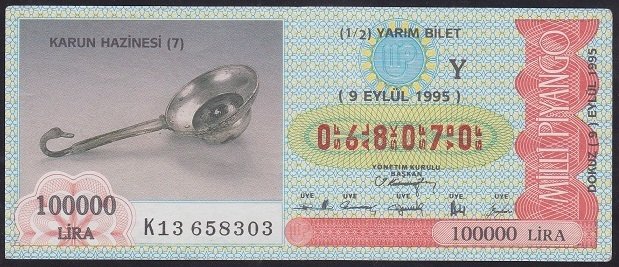 1995 9 EYLÜL YARIM BİLET