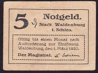 Almanya 5 Pfennig Notgeld 1920 Çok Çok Temiz