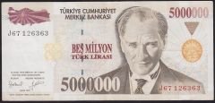 7.Emisyon 5 000 000 Lira J67 126363 Çok Temiz+