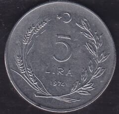 1974 Yılı 5 Lira