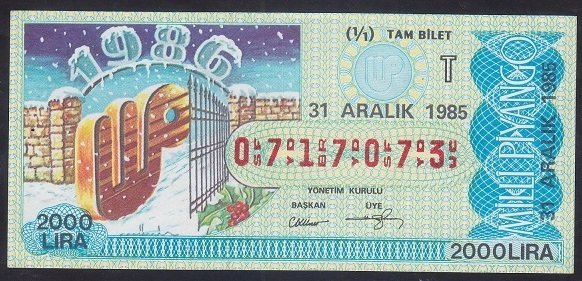 1985 31 ARALIK TAM BİLET T SERİSİ