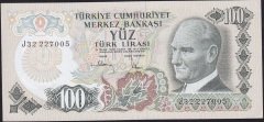 6.Emisyon 3.Tertip 100 Lira J32 227005 Çilaltı Çil