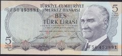 6.EMİSYON 1.TERTİP 5 LİRA F50 453881 ÇİLALTI ÇİL