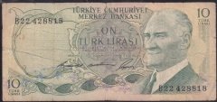 6.EMİSYON 1.TERTİP 10 LİRA B22 428818 TEMİZ