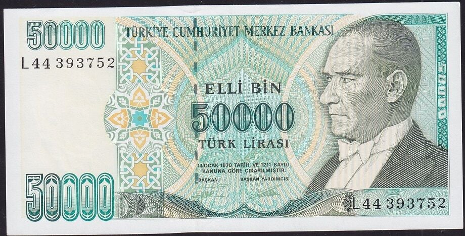 7.Emisyon 2.Tertip 50000 Lira L44 393752 Çilaltı