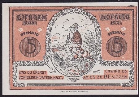 Almanya 5 Pfennig Notgeld 1921 Çil