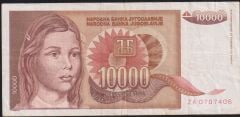 Yugoslavya 10000 Dinar 1992 Çok Temiz+ ( ZA ) Replacement