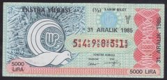 1985 31 ARALIK YARIM BİLET Y SERİSİ EKSTRA YILBAŞI