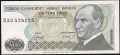 7.Emisyon 1.Tertip 10 Lira B33 578175 Çilaltı