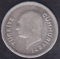 1936 Yılı 25 Kuruş Gümüş