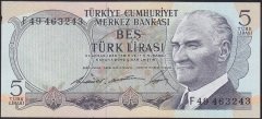 6.EMİSYON 1.TERTİP 5 LİRA F49 463243 ÇİLALTI ÇİL