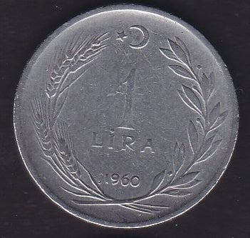 1960 Yılı 1 Lira Düz
