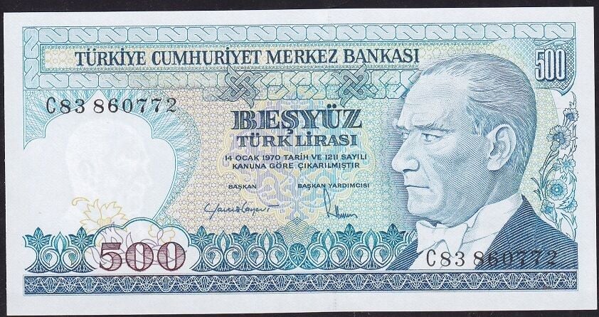 7.Emisyon 2.Tertip 500 Lira C83 860772 Çilaltı Çil