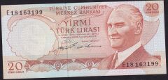 6.Emisyon 2.Tertip 20 Lira E18 163199 Çilaltı