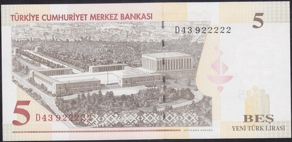 8.Emisyon 5 YTL D43 922222 Çil