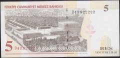 8.Emisyon 5 YTL D43 922222 Çil