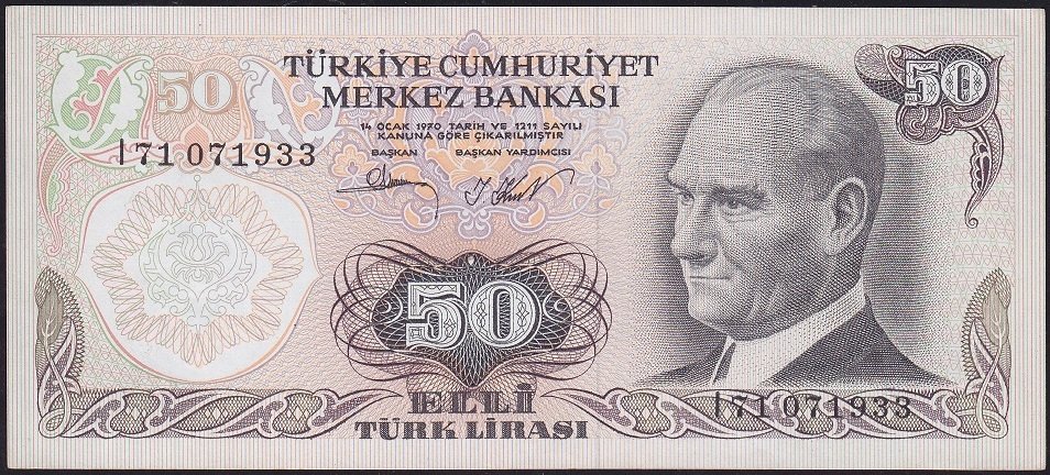 6.Emisyon 2.Tertip 50 Lira I71 071933 Çilaltı Çil