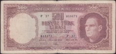 5.EMİSYON 3.TERTİP 500 LİRA P27 015171 TEMİZ