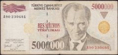 7.Emisyon 5 000 000 Lira A90 230681 Çok Temiz