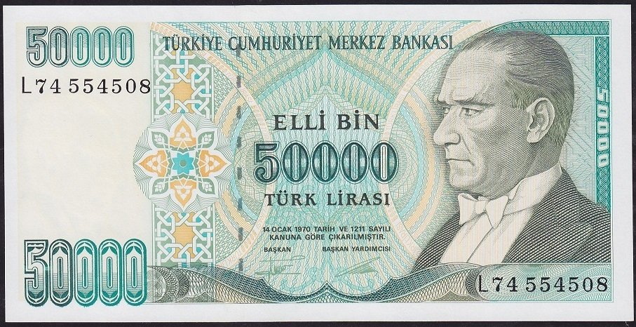 7.Emisyon 2.Tertip 50000 Lira L74 554508 Çilaltı Çil