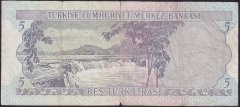 6.EMİSYON 1.TERTİP 5 LİRA F33 134871 TEMİZ