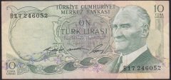 6.EMİSYON 1.TERTİP 10 LİRA B17 246052 ÇOK TEMİZ +