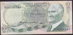 6.EMİSYON 1.TERTİP 10 LİRA C16 146247 ÇOK TEMİZ +