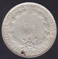 İNDOCHİNA 20 CENT 1912 GÜMÜŞ KAPLAMA