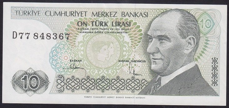 7.EMİSYON 2.TERTİP 10 LİRA D77 848367 ÇÇT +