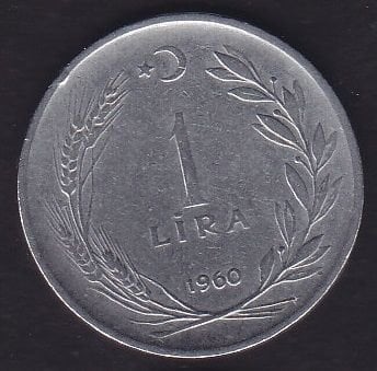1960 Yılı 1 Lira Ters