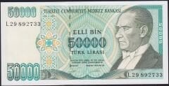 7.Emisyon 2.Tertip 50000 Lira L29 892733 Çilaltı