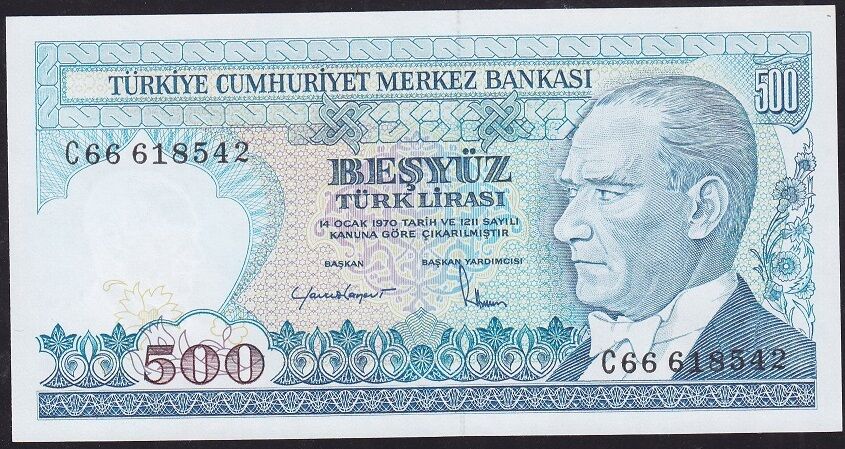 7.Emisyon 2.Tertip 500 Lira C66 618542 Çil