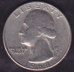 Amerika Çeyrek Dolar 1968 D