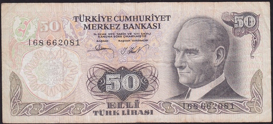 6.Emisyon 2.Tertip 50 Lira I68 662081 Çok Temiz