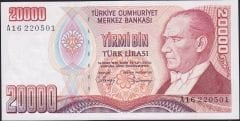 7.Emisyon 1.Tertip 20000 Lira A16 220501 Çilaltı