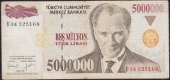 7.Emisyon 5 000 000 Lira D34 325166 Çok Temiz