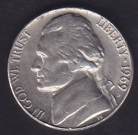 AMERİKA 5 CENT 1969 D