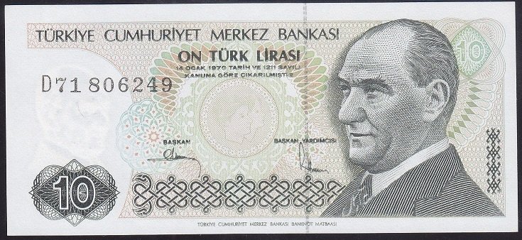 7.EMİSYON 2.TERTİP 10 LİRA D71 806249 ÇİL