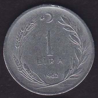 1962 Yılı 1 Lira Ters