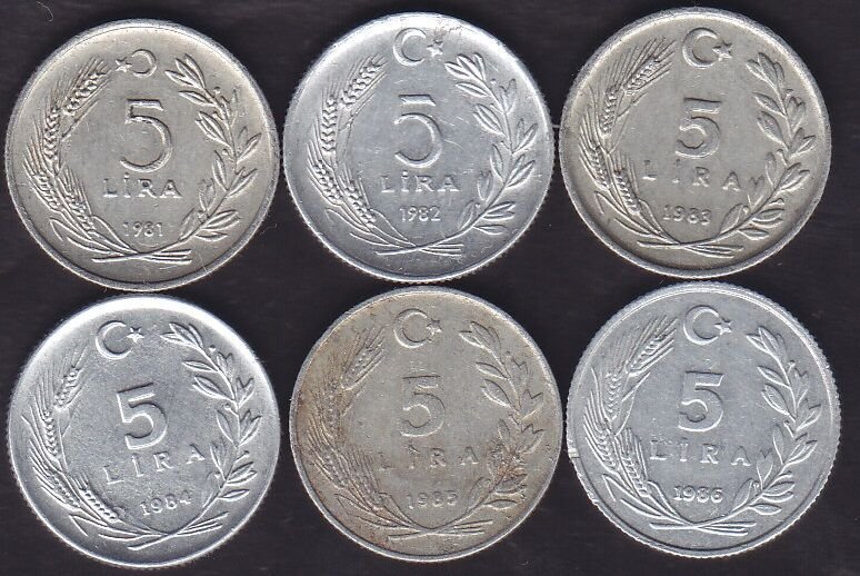 1981-82-83-84-85-86 Yılları 5 lira